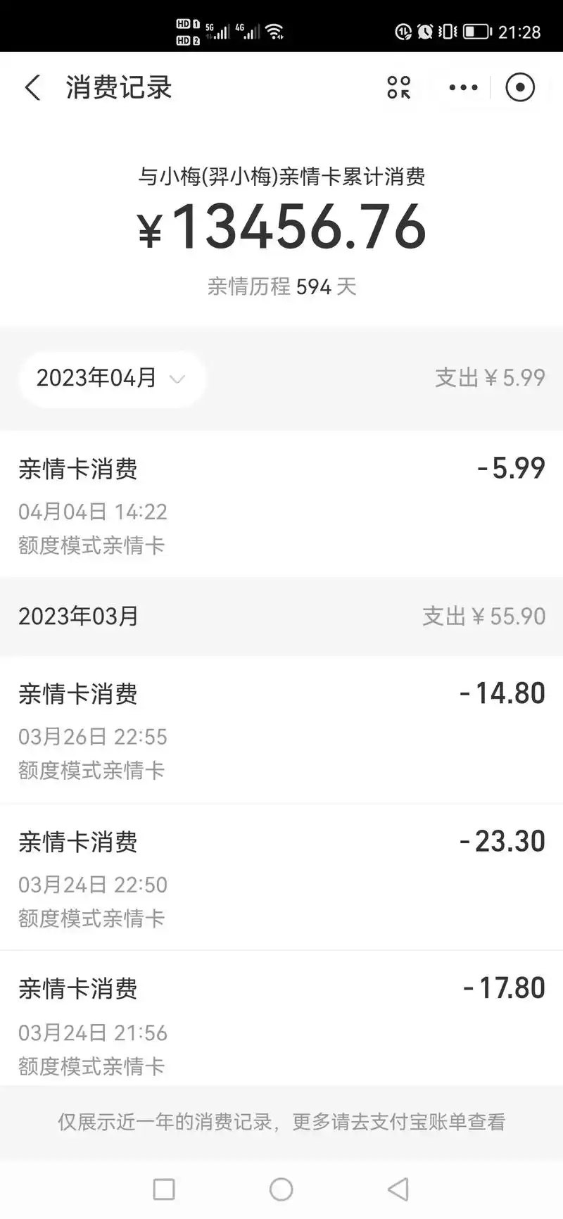 用支付宝亲情卡消费对方会看到啥