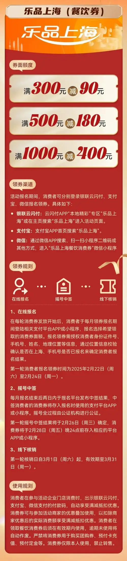 2025上海餐饮消费券领取入口是啥